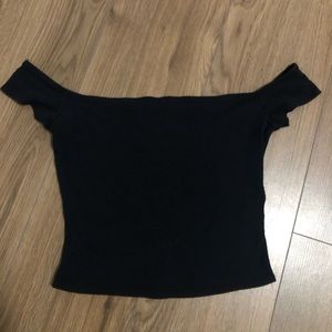 Garage off the shoulder black crop top